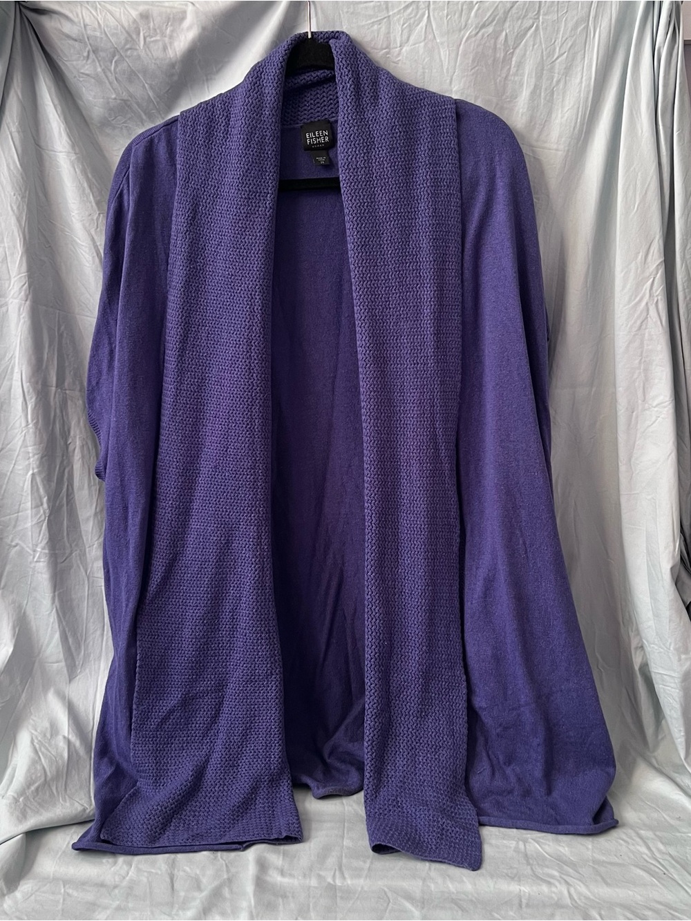 Eileen Fisher Deep Purple Open-Front Shawl Cardigan